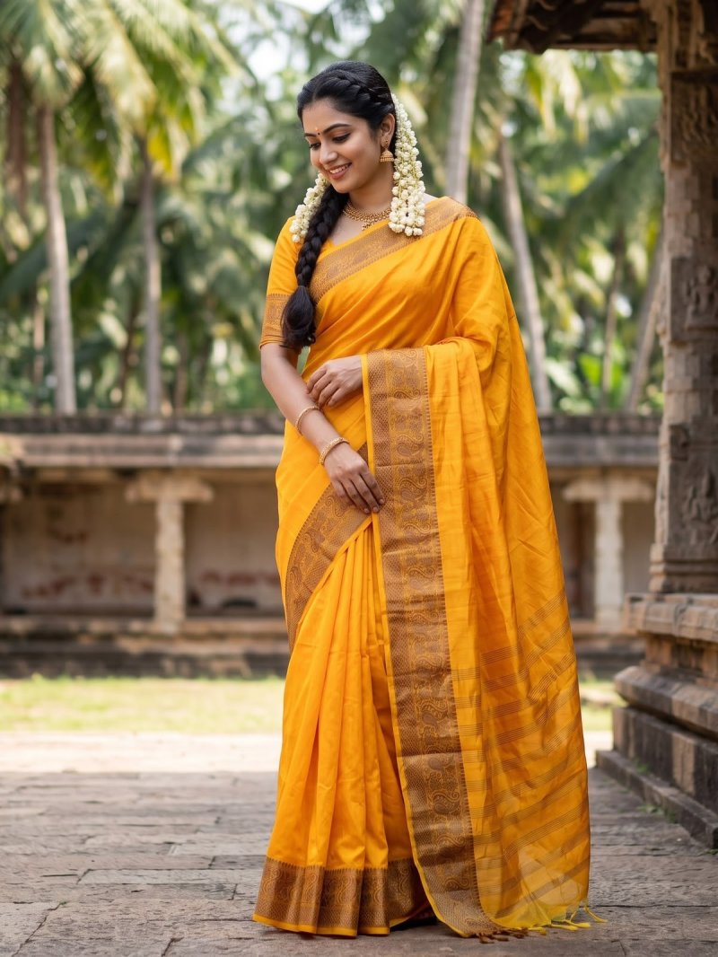 Ambrapali By Aab Mercerised Silk Border Saree